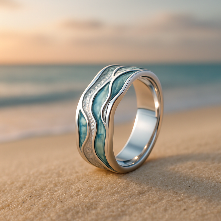 Chloe | Turquoise Silvered Waves Ring by Harrison & James - ring product image 1