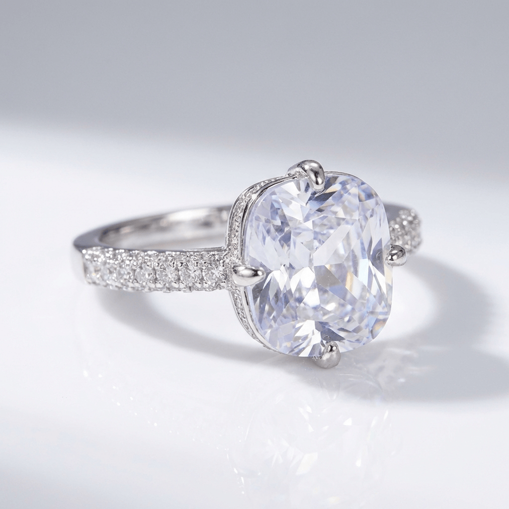 OVAL ZIRCONIA WHITE GOLD ELEGANT RING by Harrison & James - ring product image 1
