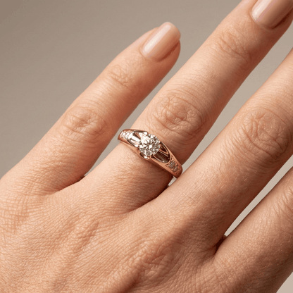 CLASSIC ROSE GOLD ZIRCONIA SOLITAIRE RING by Harrison & James - ring product image 2