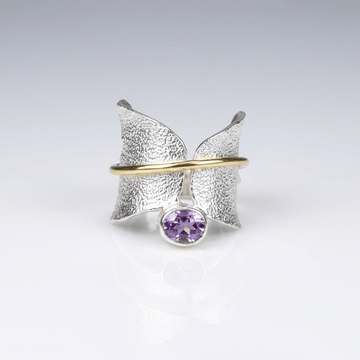 BUTTERFLY AMETHYST SILVER & GOLD RING by Harrison & James - ring product image 1