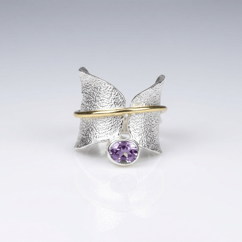 BUTTERFLY AMETHYST SILVER & GOLD RING by Harrison & James - ring product image 1