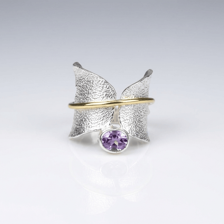 BUTTERFLY AMETHYST SILVER & GOLD RING by Harrison & James - ring product image 1