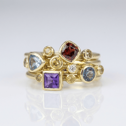 COLORFUL GEMSTONE GOLD STACKING RING SET by Harrison & James - ring product image 1