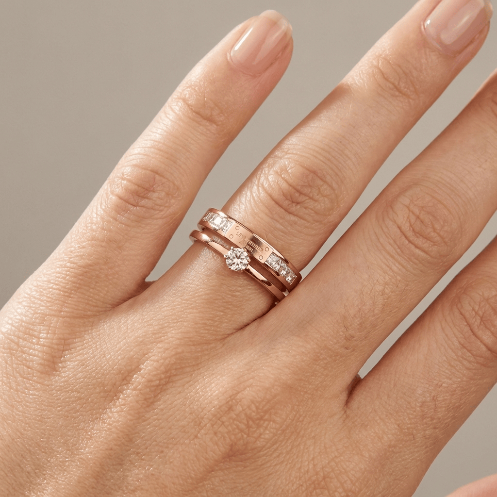 LOVE FOREVER ROSE GOLD DOUBLE BAND RING by Harrison & James - ring product image 2