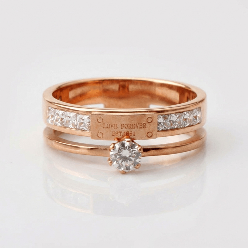 LOVE FOREVER ROSE GOLD DOUBLE BAND RING by Harrison & James - ring product image 1