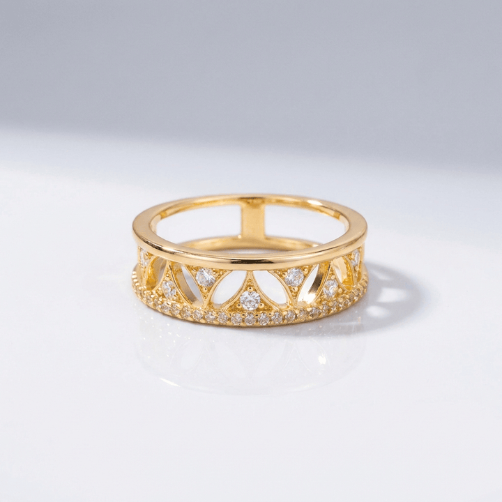 CRYSTAL CROWN GOLD BAND RING - (ADJUSTABLE) by Harrison & James - ring product image 1