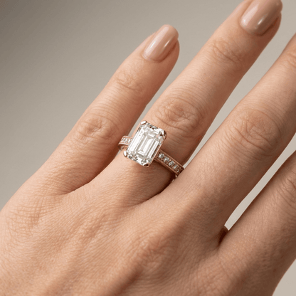 EMERALD CUT ZIRCONIA GOLD VINTAGE RING by Harrison & James - ring product image 2