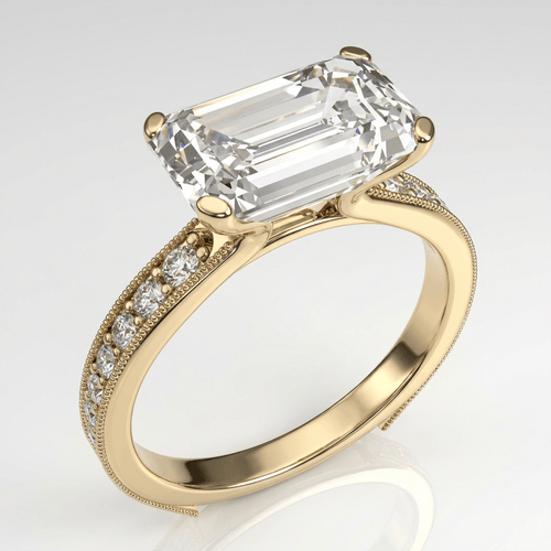 EMERALD CUT ZIRCONIA GOLD VINTAGE RING by Harrison & James - ring product image 1