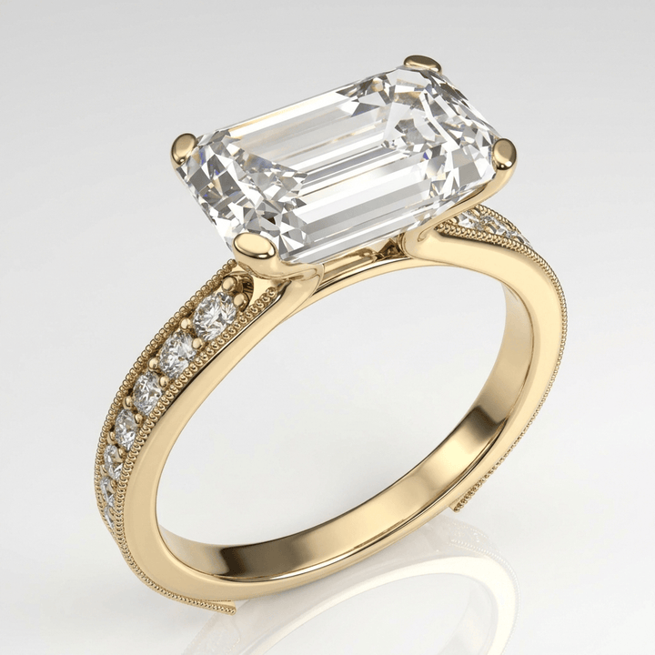 EMERALD CUT ZIRCONIA GOLD VINTAGE RING by Harrison & James - ring product image 1