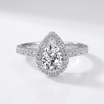 PEAR ZIRCONIA SILVER HALO RING by Harrison & James - ring product image 1