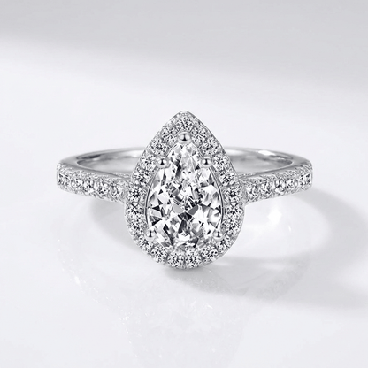 PEAR ZIRCONIA SILVER HALO RING by Harrison & James - ring product image 1