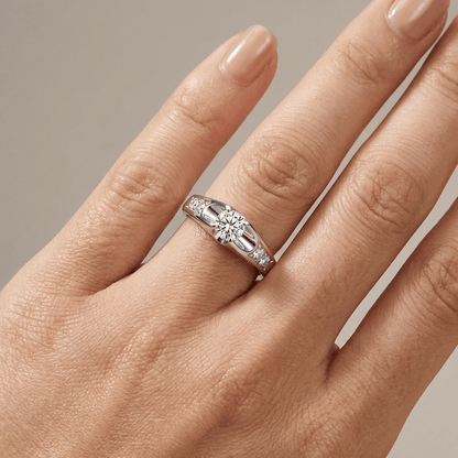 CLASSIC ROSE GOLD ZIRCONIA SOLITAIRE RING by Harrison & James - ring product image 4