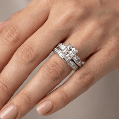 SILVER SQUARE DIAMOND PAVE RING by Harrison & James - ring product image 2