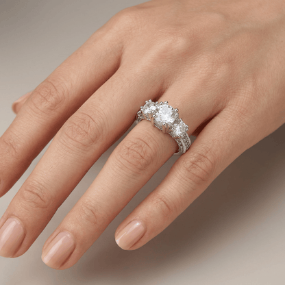 SILVER ROUND ZIRCONIA HALO RING by Harrison & James - ring product image 2