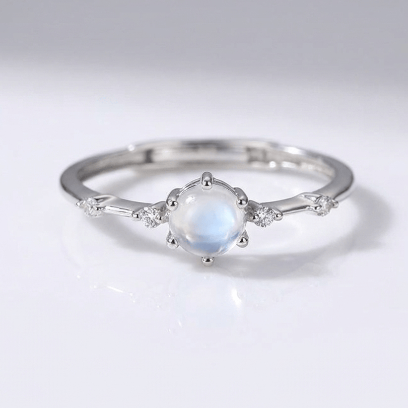 SILVER MOONSTONE VINTAGE RING - (ADJUSTABLE) by Harrison & James - ring product image 1