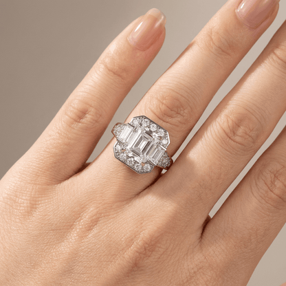 SILVER RECTANGULAR ZIRCONIA RING by Harrison & James - ring product image 2