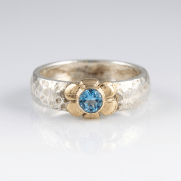 HANDMADE SILVER TWO TONE BLUE TOPAZ RING by Harrison & James - ring product image 1