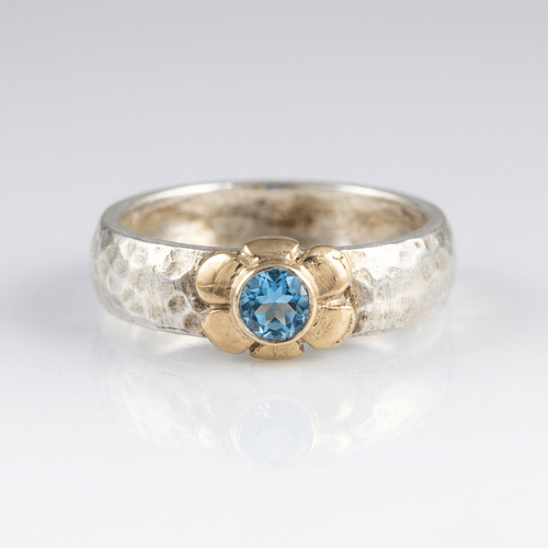 HANDMADE SILVER TWO TONE BLUE TOPAZ RING by Harrison & James - ring product image 1