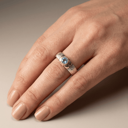 HANDMADE SILVER TWO TONE BLUE TOPAZ RING by Harrison & James - ring product image 2