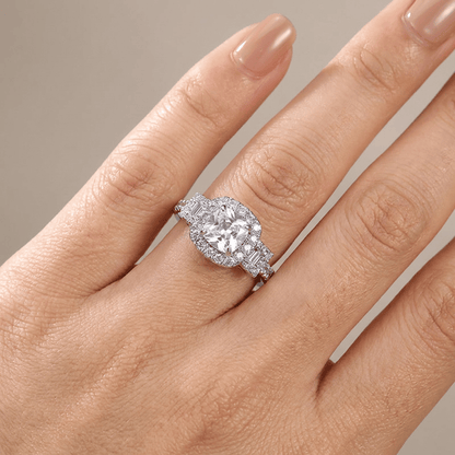 SILVER CUSHION DIAMOND HALO RING by Harrison & James - ring product image 2
