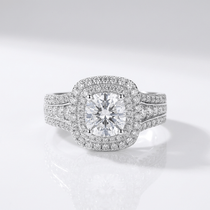 SILVER ROUND DIAMOND HALO RING by Harrison & James - ring product image 1