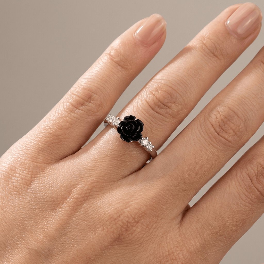 SILVER ROSE DIAMOND RING - (ADJUSTABLE) by Harrison & James - ring product image 8