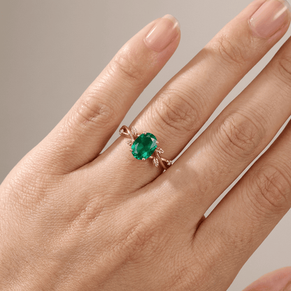 ROSE GOLD EMERALD LEAF RING by Harrison & James - ring product image 2