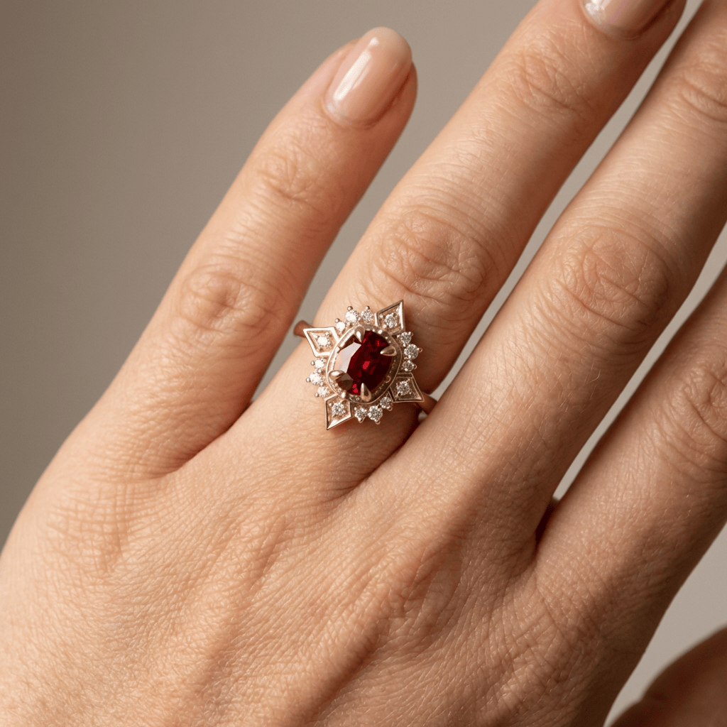 GOLD RUBY DIAMOND VINTAGE RING by Harrison & James - ring product image 2