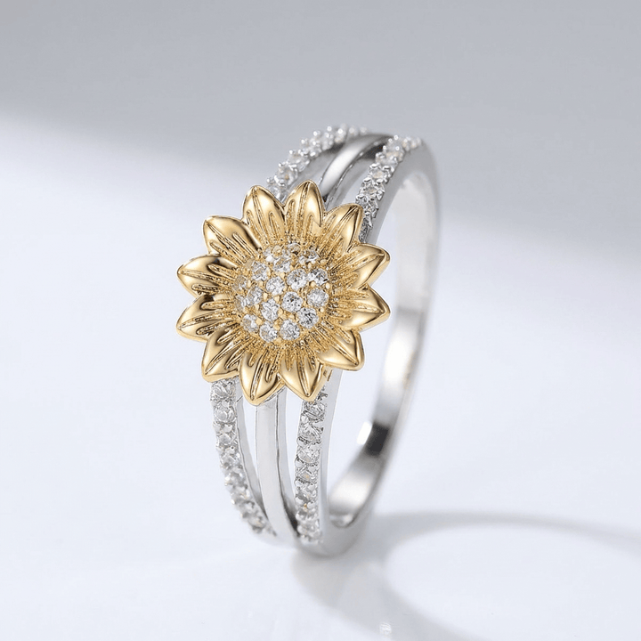 SILVER GOLD SUNFLOWER DIAMOND RING by Harrison & James - ring product image 1