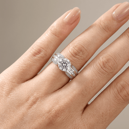 SILVER ROUND DIAMOND PAVE BAND RING by Harrison & James - ring product image 2