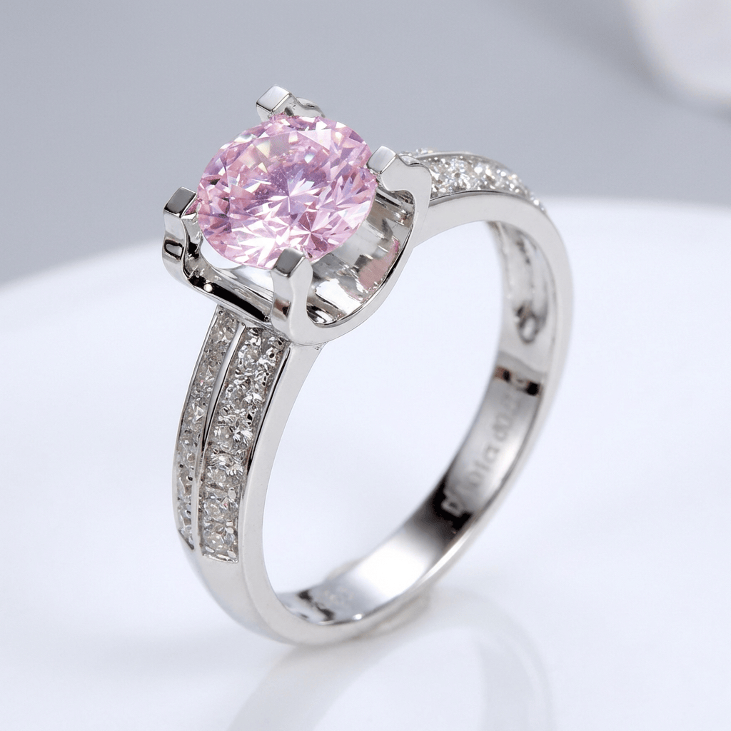 SILVER ROUND DIAMOND PAVE SOLITAIRE RING - (ADJUSTABLE) by Harrison & James - ring product image 3