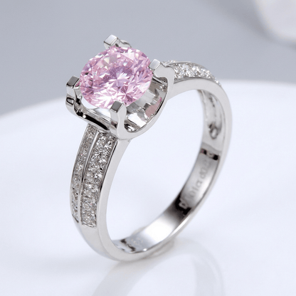 SILVER ROUND DIAMOND PAVE SOLITAIRE RING - (ADJUSTABLE) by Harrison & James - ring product image 3