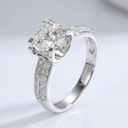 SILVER ROUND DIAMOND PAVE SOLITAIRE RING - (ADJUSTABLE) by Harrison & James - ring product image 1