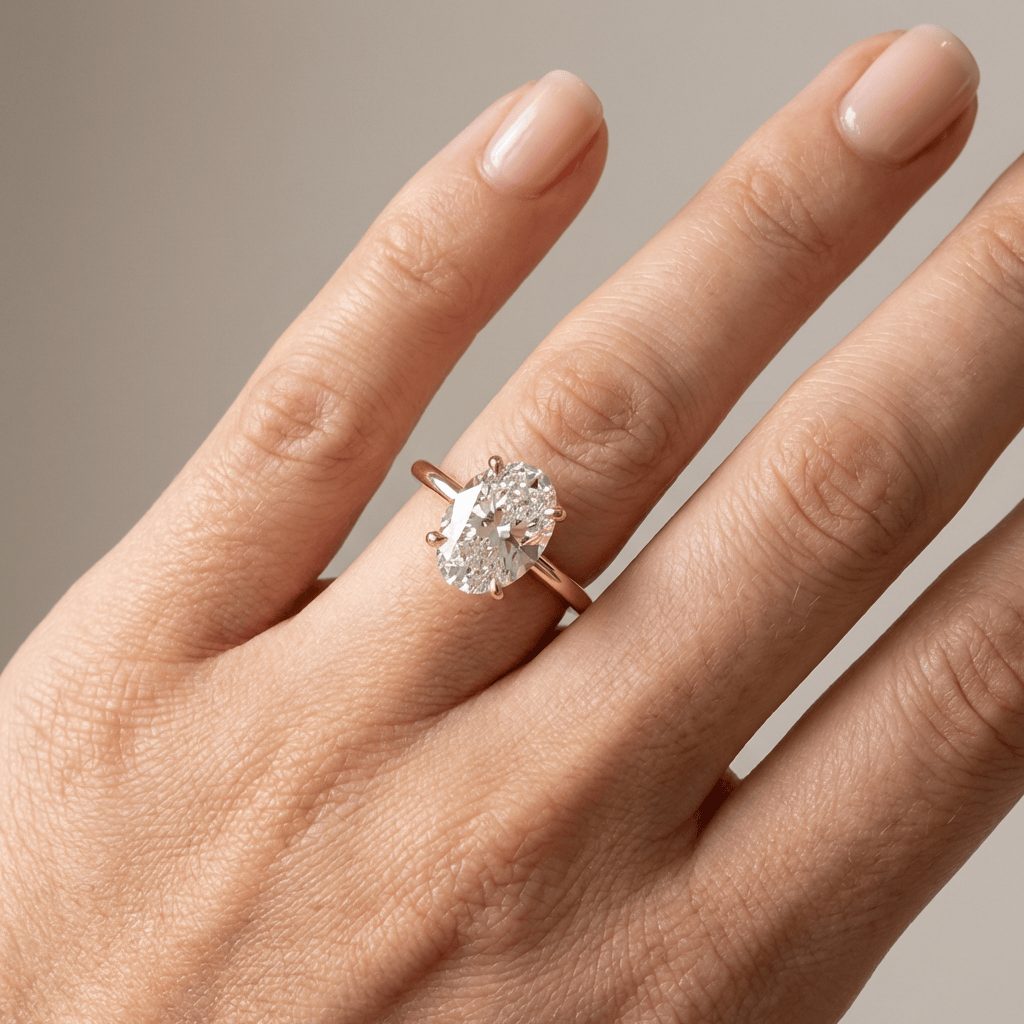 GOLD OVAL DIAMOND SOLITAIRE RING by Harrison & James - ring product image 2