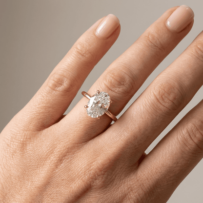 GOLD OVAL DIAMOND SOLITAIRE RING by Harrison & James - ring product image 2