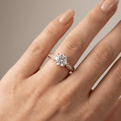 ROSE GOLD ROUND DIAMOND PAVE RING - (ADJUSTABLE) by Harrison & James - ring product image 2
