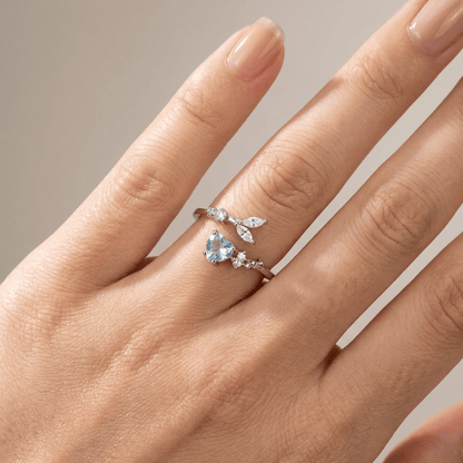 SILVER BLUE TOPAZ SOLITAIRE RING - (ADJUSTABLE) by Harrison & James - ring product image 2