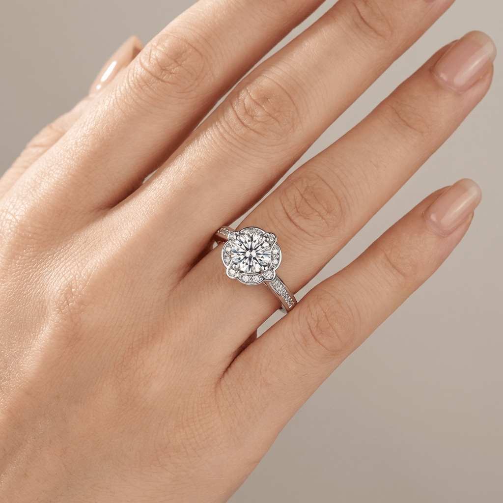 SILVER DIAMOND BLOOM RING - (ADJUSTABLE) by Harrison & James - ring product image 2