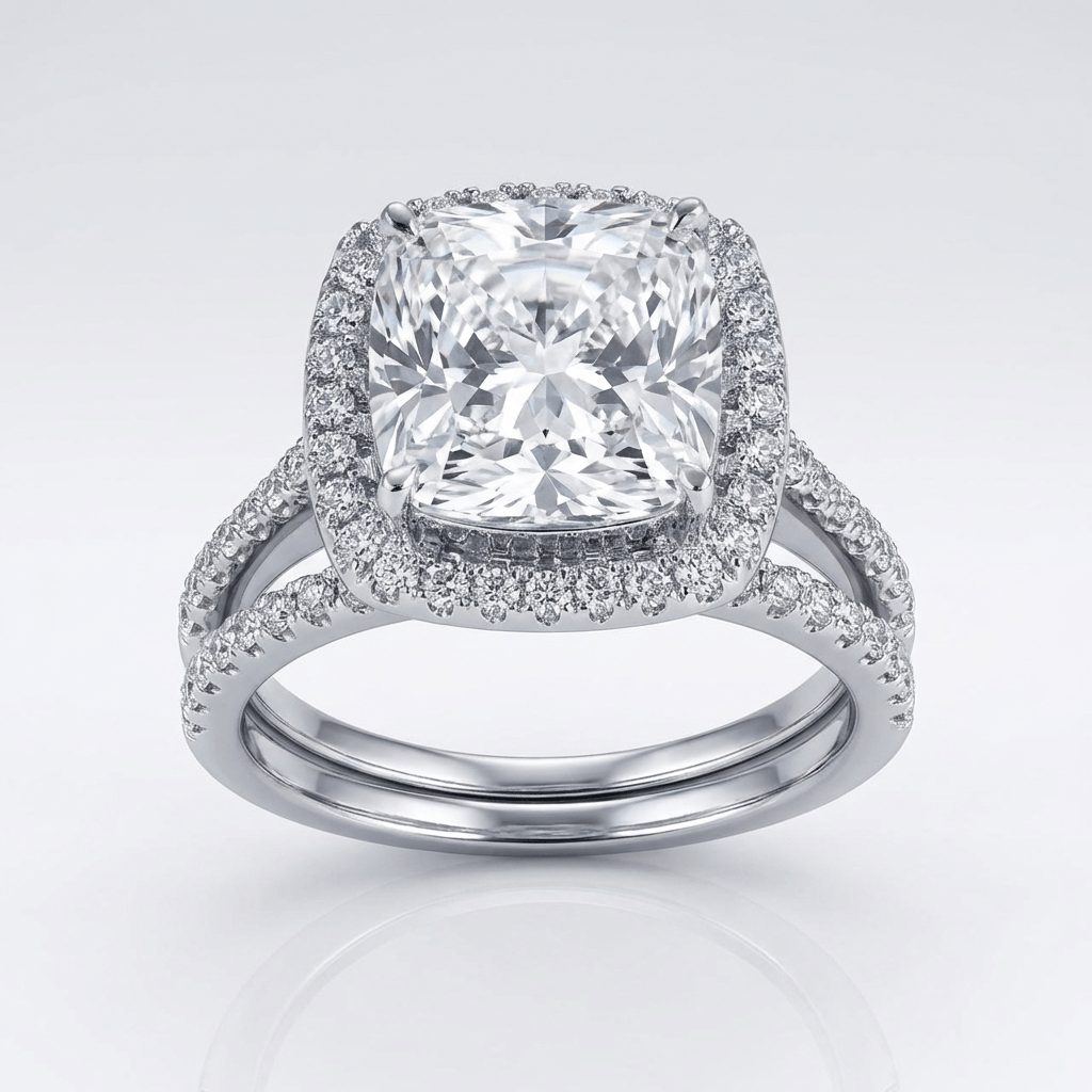 SILVER SQUARE ZIRCONIA HALO RING by Harrison & James - ring product image 1