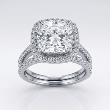 SILVER SQUARE ZIRCONIA HALO RING by Harrison & James - ring product image 1