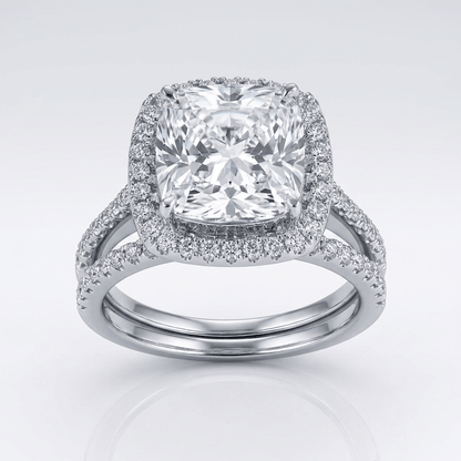 SILVER SQUARE ZIRCONIA HALO RING by Harrison & James - ring product image 1