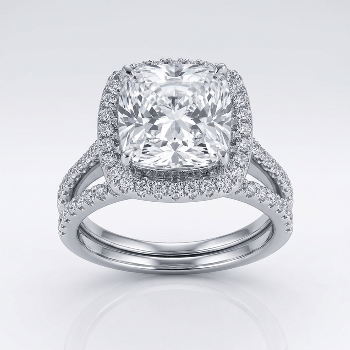 SILVER SQUARE ZIRCONIA HALO RING by Harrison & James - ring product image 1