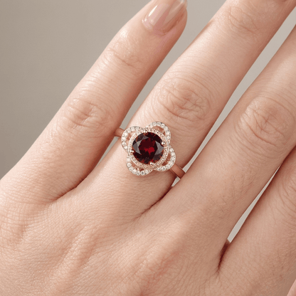 GOLD RUBY DIAMOND HALO RING by Harrison & James - ring product image 2