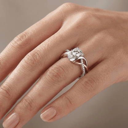 SILVER ROSE GOLD DIAMOND TWIST RING by Harrison & James - ring product image 2
