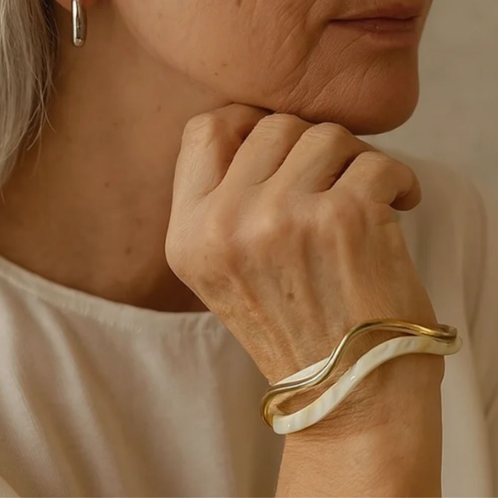 White opal elegant golden bracelet by Harrison & James - bracelet product image 2