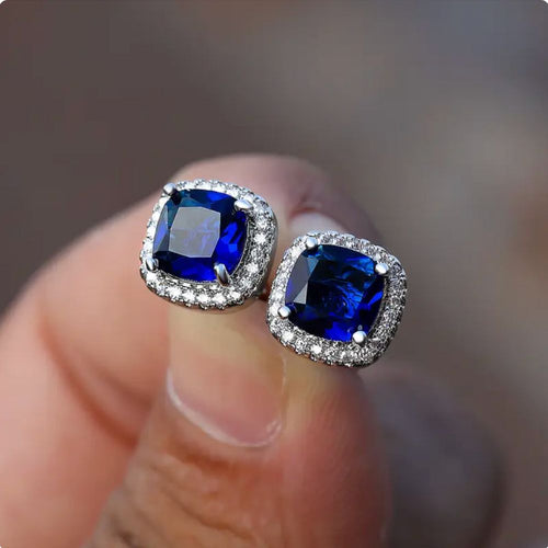 Sapphire Square Stud Earrings by Harrison & James - earrings product image 1